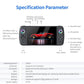 Black handheld gaming console front view with dual sticks, buttons, and 7-inch display.