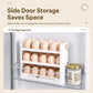 30 Eggs Holder for Refrigerator Door, 3-Tier Flip-Up Egg Storage Container with Sliding Date Tracker, Clear Space-Saving Egg Dispenser Rack