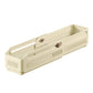 Cream expandable plastic storage bin with vented sides and carry handle, modular drawer insert