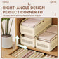 Right-angle corner plastic organizer bins, cream with vented panels and stackable design