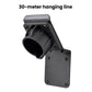 Black EV charger plug holder with circular cradle and hanging cable line
