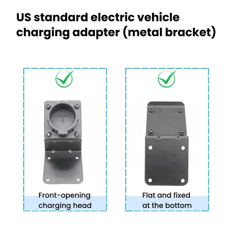 EV charging adapter metal bracket for plug holder, front-opening and bottom plate