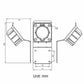 Black EV charger plug holder bracket dimensions, with unit mm scale markings