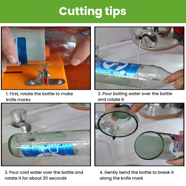 DIY glass bottle cutter scoring tool marking a glass bottle for cutting
