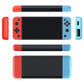 Handheld game console with red and blue detachable controllers, touchscreen and buttons