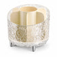 Glacial texture round vanity organizer with open top and cream inner compartments