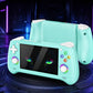 Mint portable handheld game console in angled view with front screen and thumb controls
