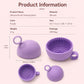 Purple silicone brush cleaning bowl with small cap piece and side handle