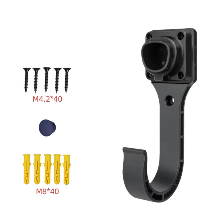 EV charging cable hook bracket with mounting screws and installation hardware set
