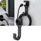 EV charging cable hook bracket with wall mount, black U-shaped cradle for cable