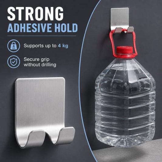 2pcs /Pack Adhesive Stainless Steel Razor Holder for Shower Wall No-Drill Shaver Hanger Utility Storage Hook Multi-Purpose Wall Organizer