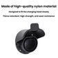Wall-mounted EV charging socket holder with hinged protective cover, black