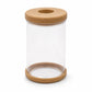 Clear self-watering planter jar with tan top and base, round opening