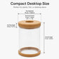 Clear self-watering planter jar size diagram with tan lid and base measurements
