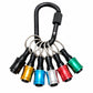 Locking carabiner keychain with six color-coded hex shank bits in a metal ring set