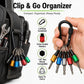 Clip-and-go black organizer with locking carabiner and six color-coded hex shank bits