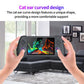 Black retro handheld game console with cat-ear curved grip design and game screen