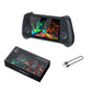 Black retro handheld game console with retail box and USB charging cable