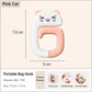 Cat-shaped portable bag hook, size about 7.5 cm x 5 cm, white with peach.
