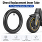 Black inner tube ring with straight valve stem, shown alongside a scooter wheel
