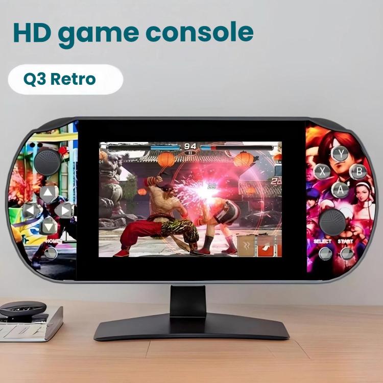 Retro handheld game console with HD screen and colorful character side grips