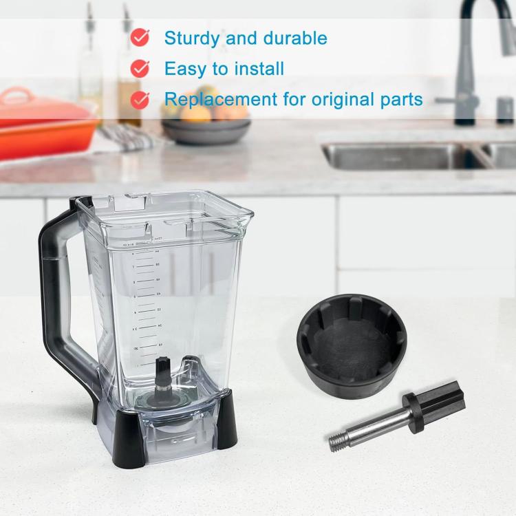 Blender pitcher with black base blade driver clutch cup and metal drive pin stud