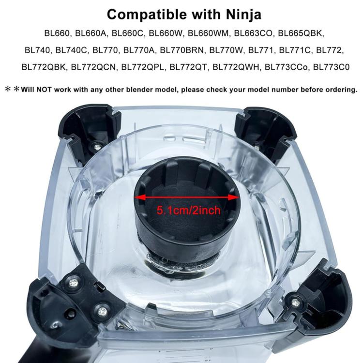 Top view of blender base with black blade driver clutch cup and mounting studs