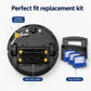 Vacuum parts kit showing underside rollers and blue filter module with easy-fit design