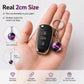 Galaxy crystal ball keychain pendant on chain keyring held in a hand.