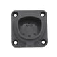 Square wall-mount charging connector dock with circular port and four mounting holes.