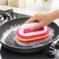 Multi-Purpose Scrub Sponge Brush With Handle Non-Scratch 3-Layer Thickened Polyester Fiber Scouring Pad For Pots, Pans, Stove