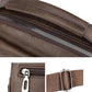 Men's vintage shoulder bag close-up of metal zipper teeth and textured leather-look fabric