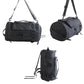 Black and gray duffel travel bags with shoulder straps, side handle, and front pocket