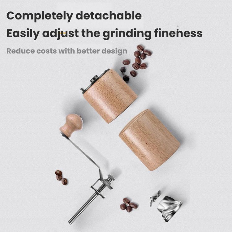 Detachable wooden hand-cranked coffee grinder parts for adjusting grind fineness