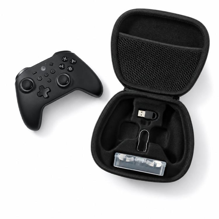 Hard-shell controller case with controller compartment and elastic cable strap inside