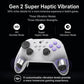 Light wireless game controller with super haptic vibration modes and four face buttons