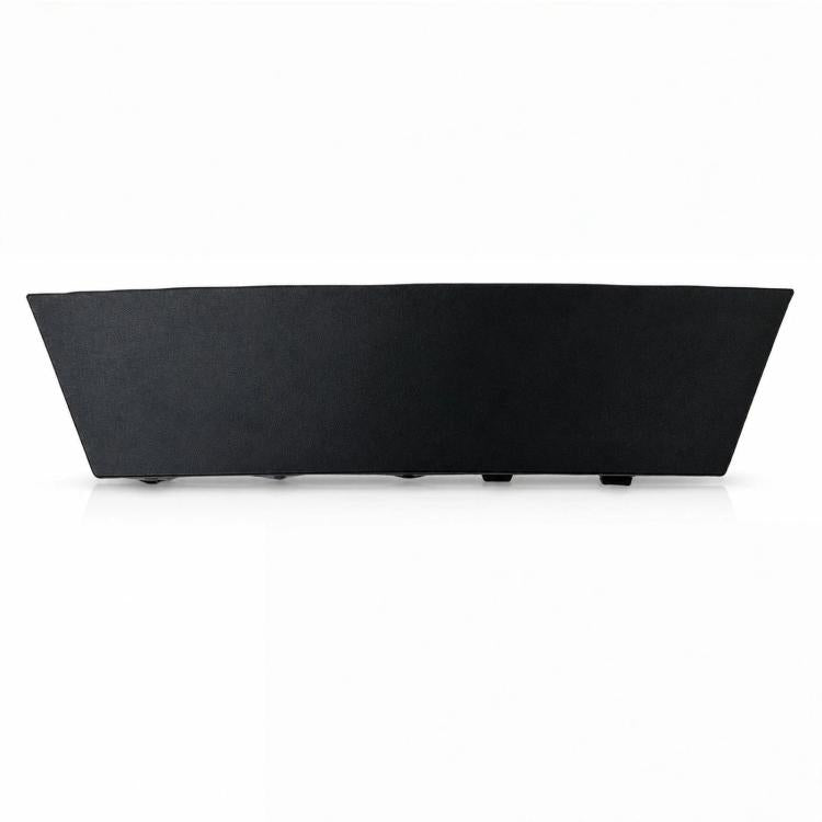 Matte black rear bumper cover panel with molded edges and center tabs