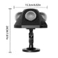 LED stage light with three lens heads, shown with height and width measurement