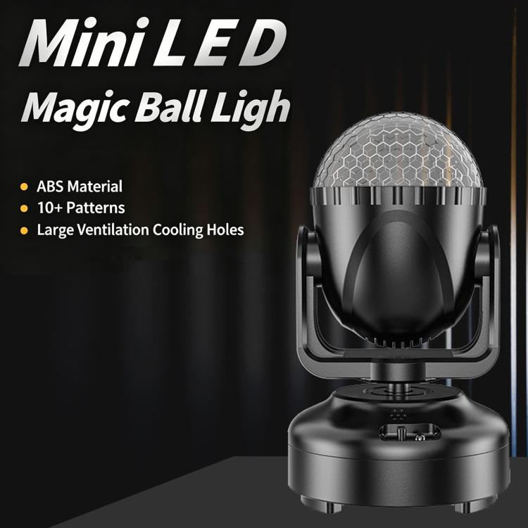 Mini LED magic ball light with mirrored dome and vented base, promotional view