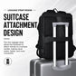 Minimalist waterproof men’s backpack with luggage strap attachment on the back