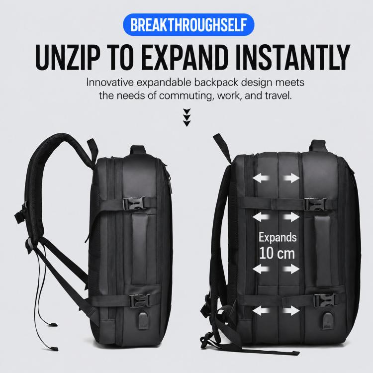 WEIXIER B683 Large Capacity Expandable Backpack Men Business Laptop Pack