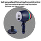 Round laser landscape light with dark blue cylinder head and spike stake, front view