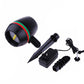 Round laser garden light kit with dark blue head, spike stake, and power adapter set