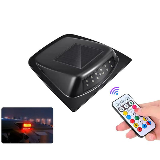 Black solar roof LiDAR cover LED warning light with solar panel and multi-LED strip