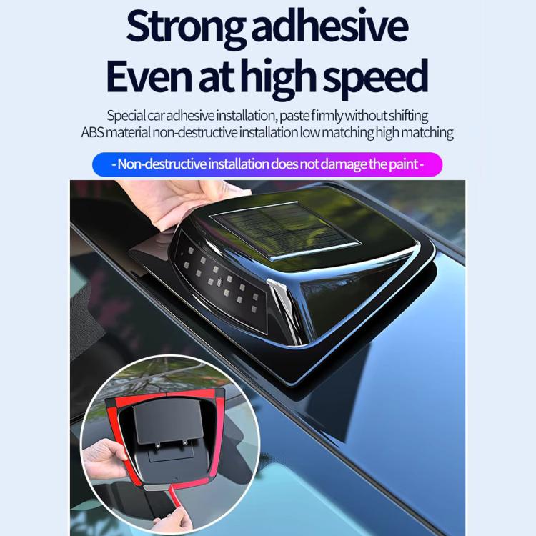 Black solar LED warning light cover with adhesive mounting for car roof