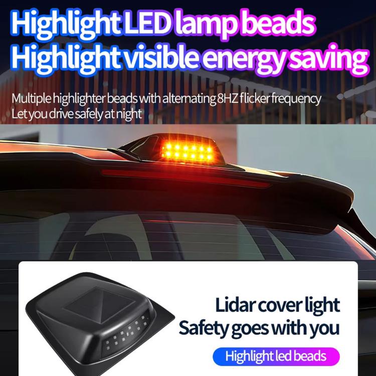 Black LiDAR cover safety LED light with solar panel and front LED bead array
