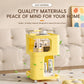 Yellow 3-tier rolling utility cart with top tray, middle shelf, and caster wheels
