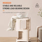 Cream 3-tier rolling utility cart with open shelves and lockable caster wheels