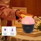 LED eye-caring night light with pink dome glow, compact black base