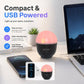 LED eye-caring compact USB night light with pink glow and small black base